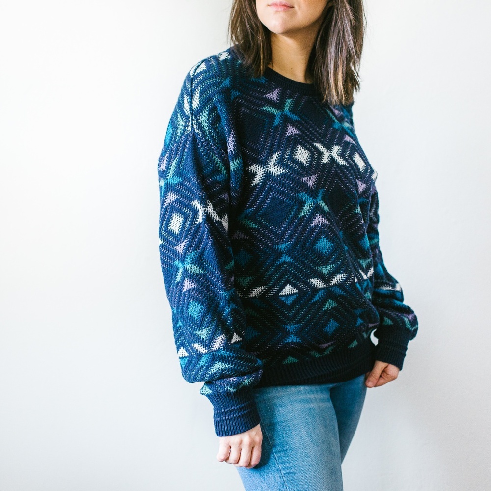 Vintage Men's Diamond Knit Sweater